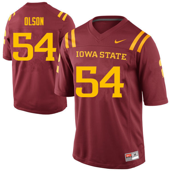 Men #54 Collin Olson Iowa State Cyclones College Football Jerseys Sale-Cardinal - Click Image to Close